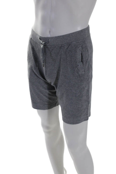 Sunspel Mens Drawstring Waist Mid Rise Shorts Light Gray Cotton Size Small