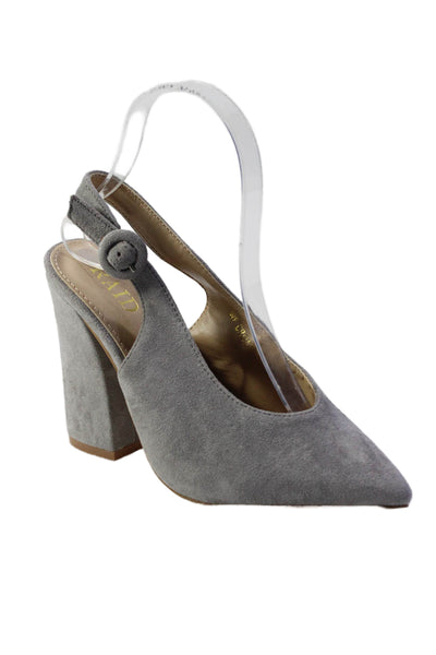 Raid Womens Faux Suede Pointed Toe Slingback High Heels Light Gray Size 3US