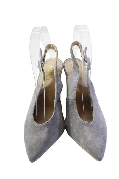 Raid Womens Faux Suede Pointed Toe Slingback High Heels Light Gray Size 3US