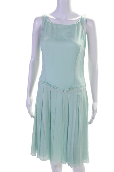 Carolina Herrera Womens Side Zip Sleeveless Scoop Neck Silk Dress Mint Green 8