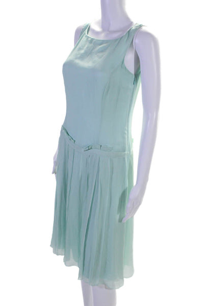 Carolina Herrera Womens Side Zip Sleeveless Scoop Neck Silk Dress Mint Green 8