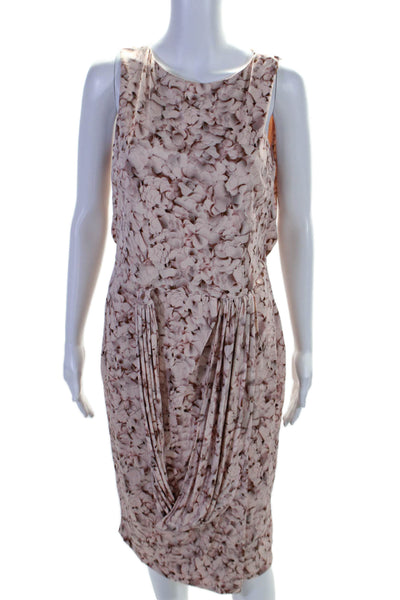 Giambattista Valli Womens Sleeveless Floral Print Side Split Dress Pink Size M