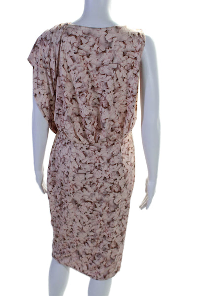 Giambattista Valli Womens Sleeveless Floral Print Side Split Dress Pink Size M