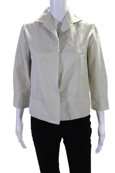 Marni Womens Cotton Long Sleeve Collared Button-up Jacket Beige Size EUR 40