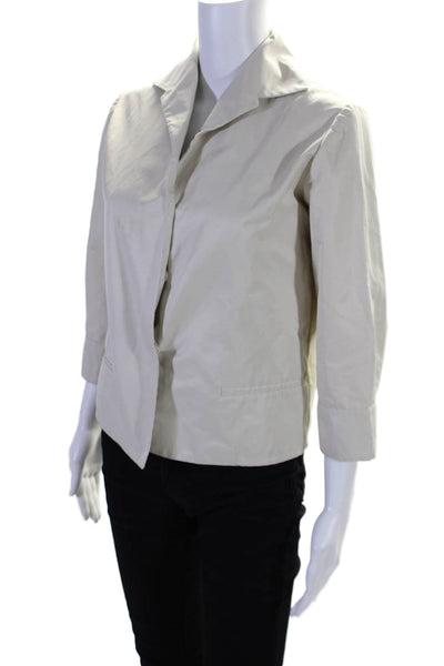 Marni Womens Cotton Long Sleeve Collared Button-up Jacket Beige Size EUR 40