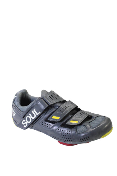 Soulcycle Mens Strap Up Low Top Athletic Sneakers Leather Gray Size 41