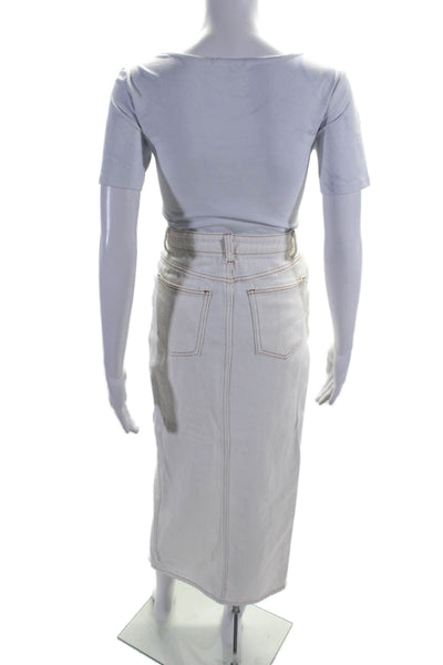 Lioness Womens Zip Front Five Pocket Front Slit Long Jean Skirt White Size XS