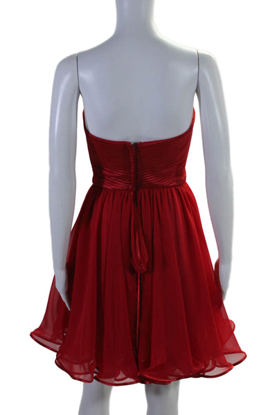 Wayne Clark Womens Quilted Sweetheart Flounce Hem Dress Red Size 6