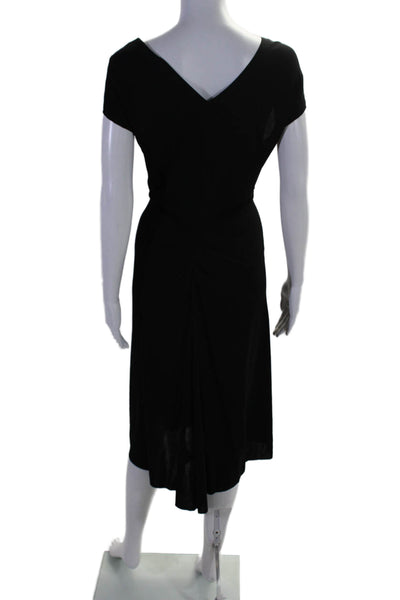 Rozae Nichols Womens V Neck Pleated Sleeveless A Line Dress Black Size  S