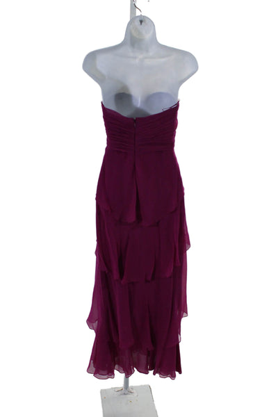 Shawn Ray Fons Womens Silk Strapless Sweetheart Tiered Gown Purple Size 4