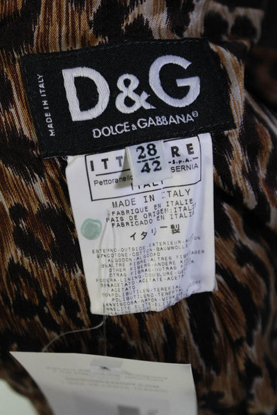 D&G Dolce & Gabbana Womens Long Sleeve Two Button Blazer Brown Size 28