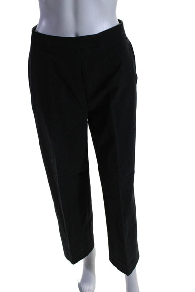 Tahari Womens Black Wool Blend High Rise Pleated Straight Dress Pants Size 4P