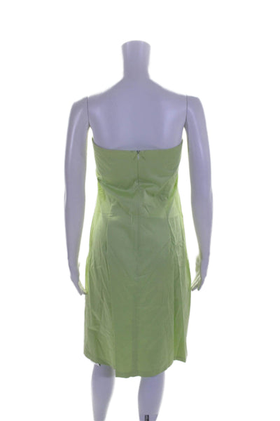 Ruth Womens Strapless Belted High Waist Dress Lime Green Pink Cotton Sze 10