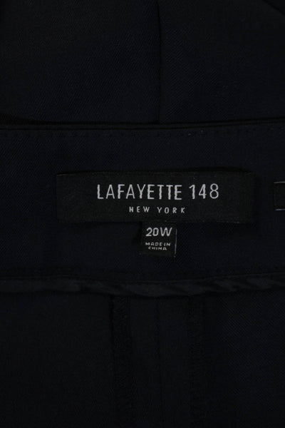 Lafayette 148 New York Womens Barrow Creased Dress Pants Navy Blue Size 20 Wide