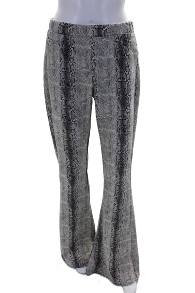 BLANKNYC Womens Snakeskin Print Flare Leg Pull On Pants Gray Black Size 29