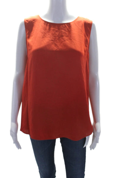 Vince Womens Silk Sleeveless Split Back Pullover Tank Top Red Size Medium