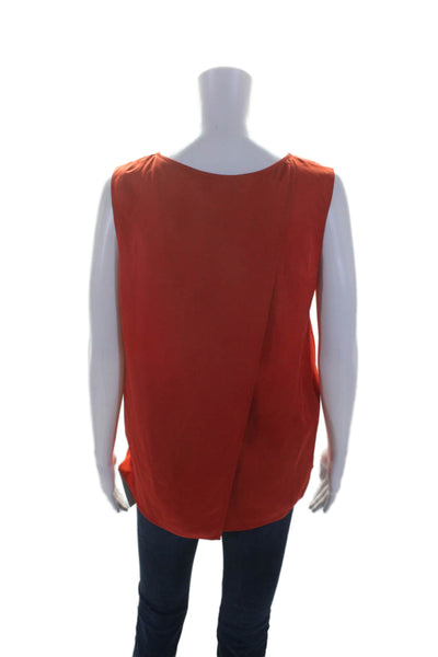 Vince Womens Silk Sleeveless Split Back Pullover Tank Top Red Size Medium