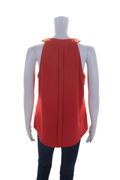 Trina Turk Womens Half Zipper Crew Neck Sleeveless Tank Top Red Size Medium