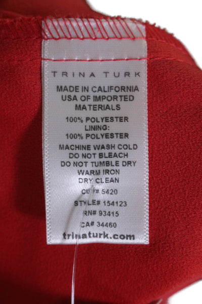 Trina Turk Womens Half Zipper Crew Neck Sleeveless Tank Top Red Size Medium