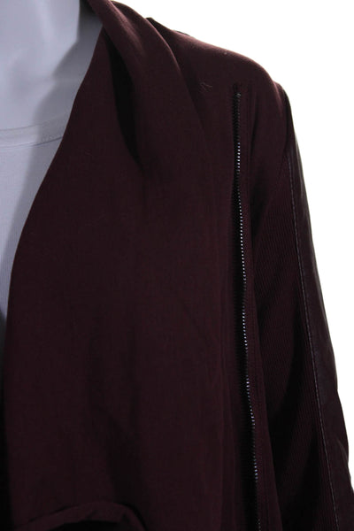 BLANKNYC Womens Faux Leather Long Sleeves Wrap Jacket Wine Red Size Extra Small