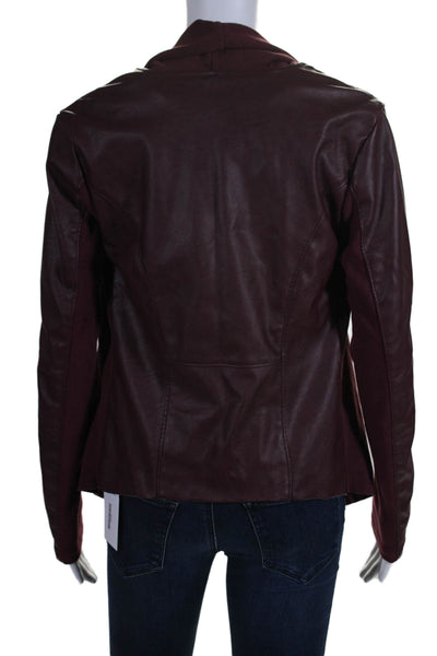 BLANKNYC Womens Faux Leather Long Sleeves Wrap Jacket Wine Red Size Extra Small