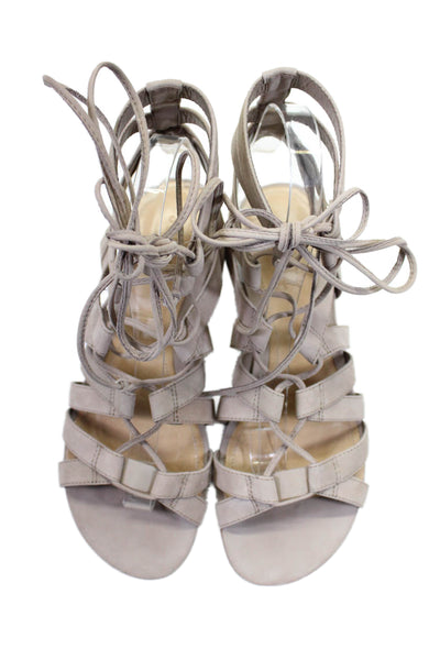 Schutz Womens Suede Lace Up Berlina Gladiator Sandals Neutral Beige Size 8.5