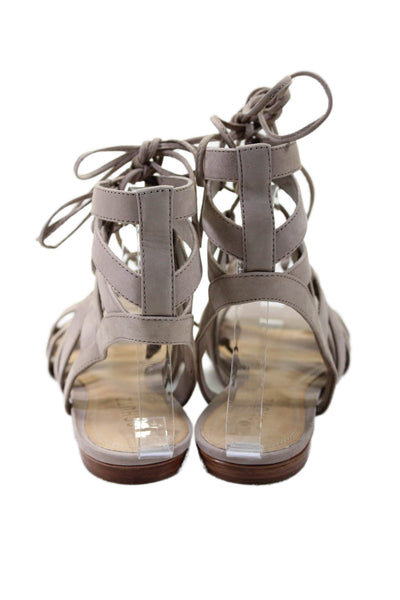 Schutz Womens Suede Lace Up Berlina Gladiator Sandals Neutral Beige Size 8.5