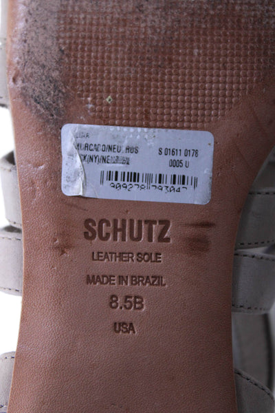 Schutz Womens Suede Lace Up Berlina Gladiator Sandals Neutral Beige Size 8.5