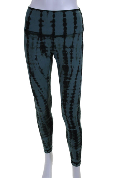 Lululemon Womens Tie Dye Print High Rise Pull On Leggings Blue Black Size 6