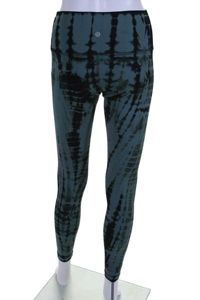 Lululemon Womens Tie Dye Print High Rise Pull On Leggings Blue Black Size 6