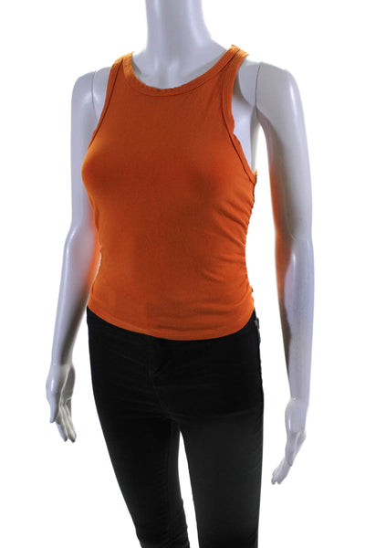 Reformation Womens Stretch Cotton Blend Ruched Pullover Tank Top Orange Size XS