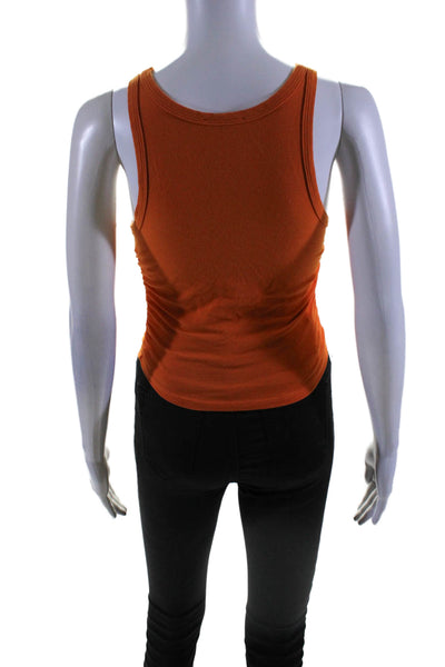 Reformation Womens Stretch Cotton Blend Ruched Pullover Tank Top Orange Size XS