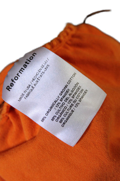 Reformation Womens Stretch Cotton Blend Ruched Pullover Tank Top Orange Size XS