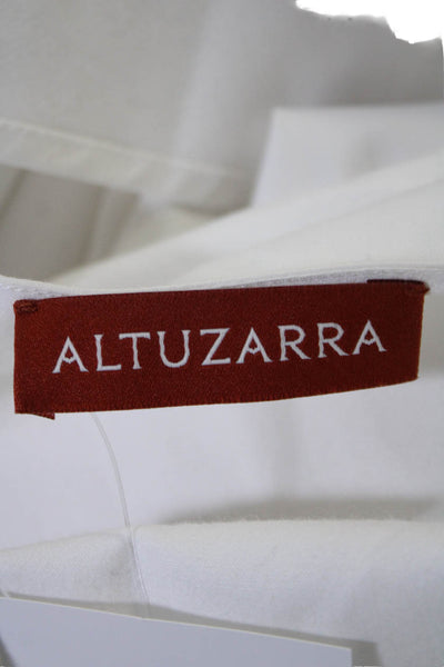 Altuzarra Womens Cotton Long Sleeve Ruched Waist Tie Front Long Dress White Size