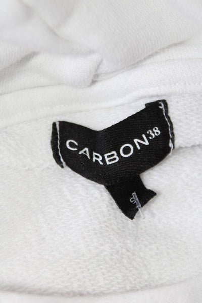 Carbon 38 Womens Cotton Long Sleeve Cropped Pullover Hoodie White Size S