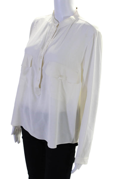 Stella McCartney Womens Silk Long Sleeve V Neck Button Up Blouse White Size 36