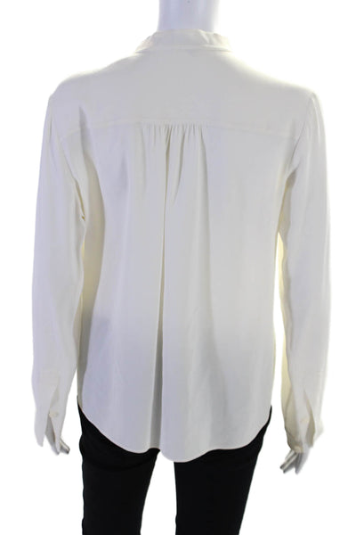 Stella McCartney Womens Silk Long Sleeve V Neck Button Up Blouse White Size 36