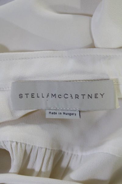 Stella McCartney Womens Silk Long Sleeve V Neck Button Up Blouse White Size 36