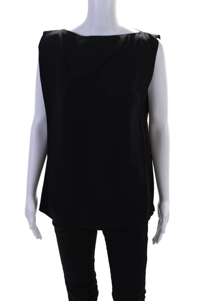 Allsaints Womens Satin Sleeveless Boat Neck Blouse Black Size 0