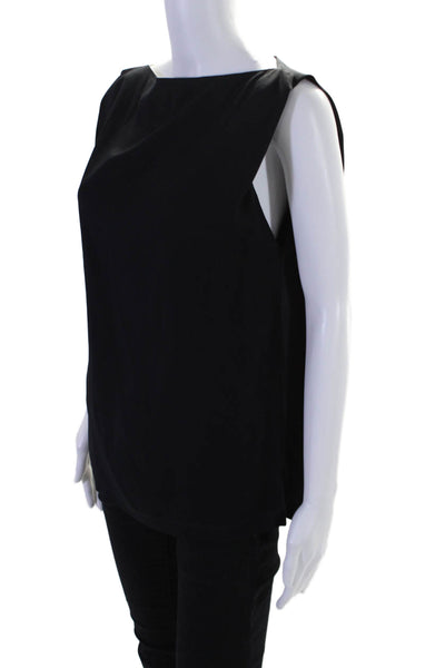 Allsaints Womens Satin Sleeveless Boat Neck Blouse Black Size 0