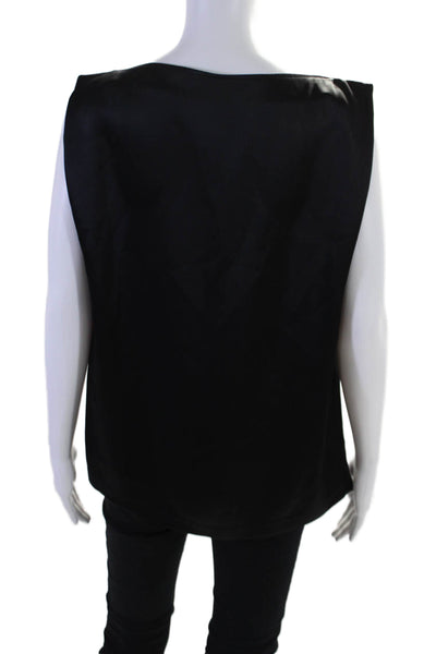 Allsaints Womens Satin Sleeveless Boat Neck Blouse Black Size 0