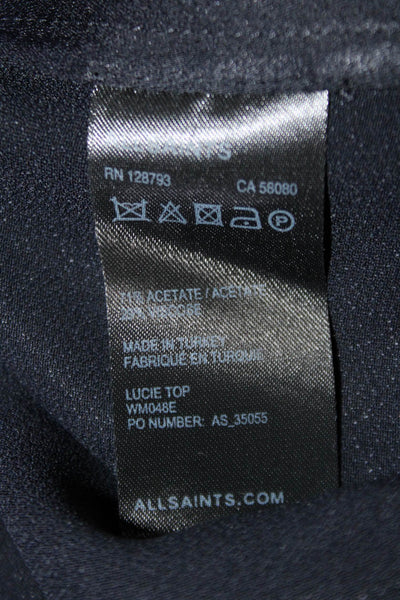 Allsaints Womens Satin Sleeveless Boat Neck Blouse Black Size 0