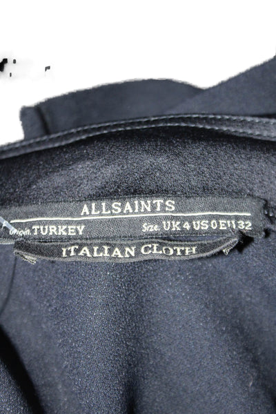 Allsaints Womens Satin Sleeveless Boat Neck Blouse Black Size 0