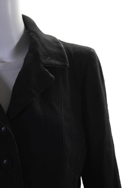 Jacques Fath Womens Textured Collar Buttons Lined Blazer Jacket Black Size M