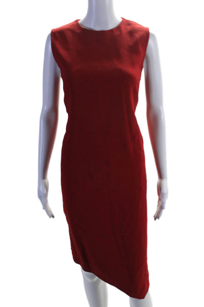 Victor Alfaro Womens Textured Pleated Lined Sleeveless Zip Pencil Dress Red Size