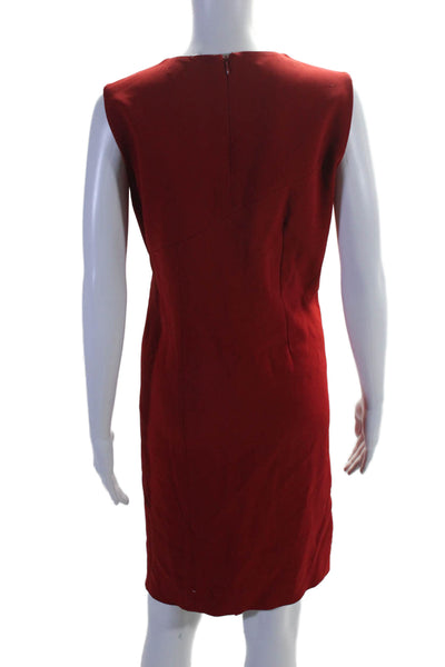 Victor Alfaro Womens Textured Pleated Lined Sleeveless Zip Pencil Dress Red Size