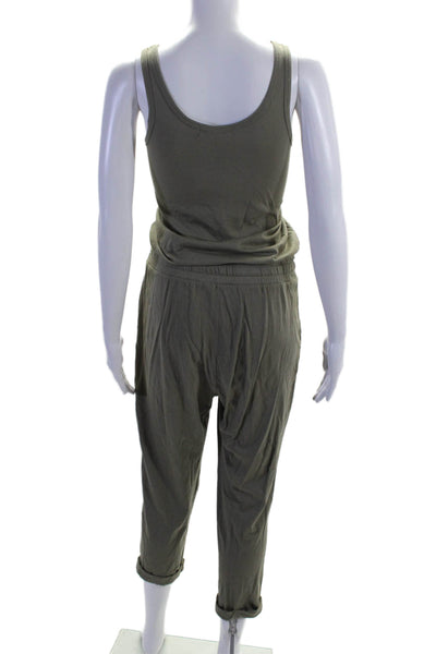 Michael Stars Womens Sleeveless Elastic Drawstring Waistband Jumpsuit Green size