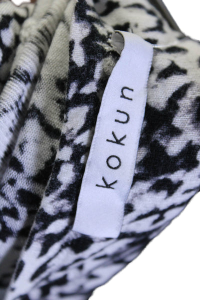 Kokun Womens Long Sleeve Animal Printed Thin Knit Casual Top White Size S