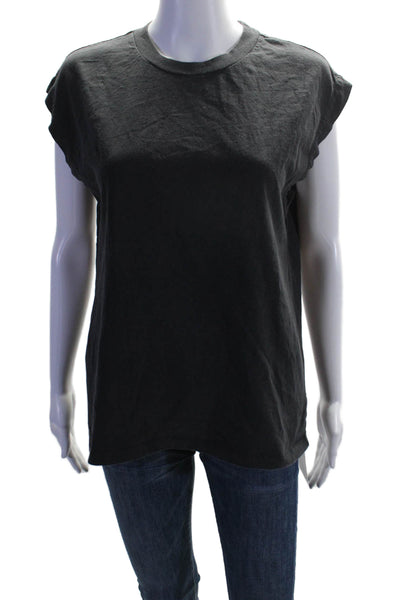 Ksubi Womens Cotton Sleeveless Distressed Cutout Muscle T shirt Gray Size S