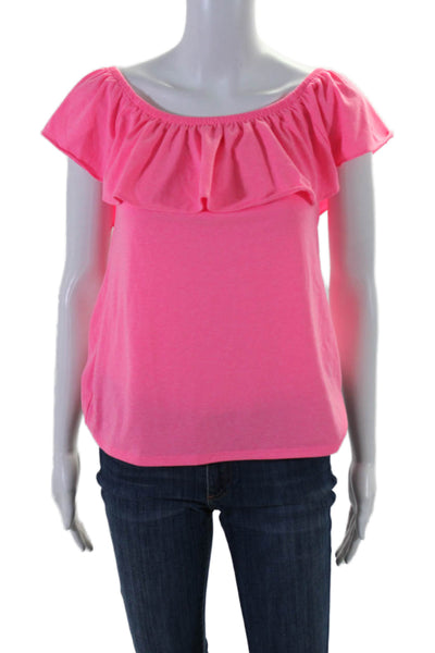 Lilly Pulitzer Womens Short Sleeve Square Neck basic Top Pink Size XS